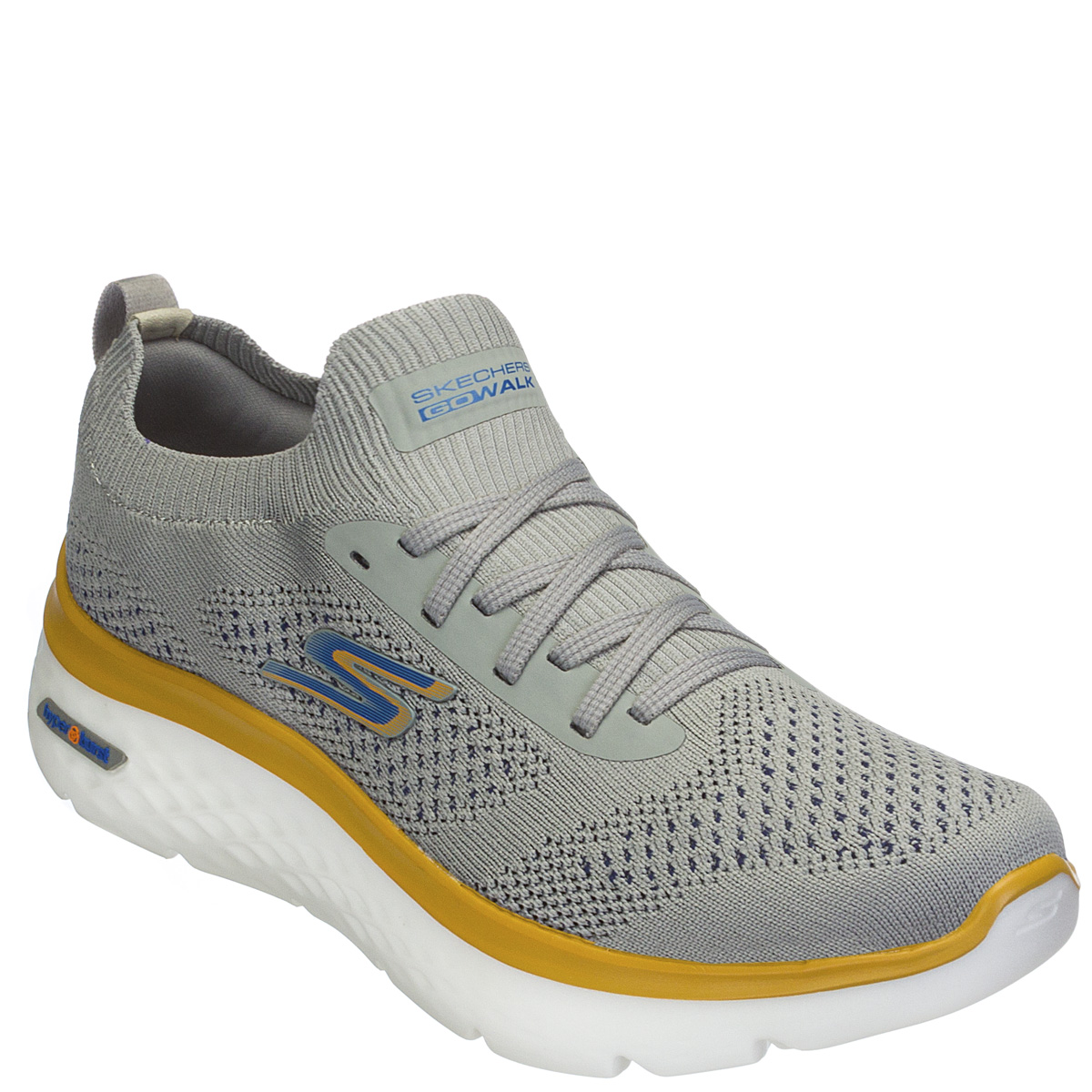 Tênis Skechers Go Walk Hyper Burst Masculino Caminhada - Cinza/Dourado