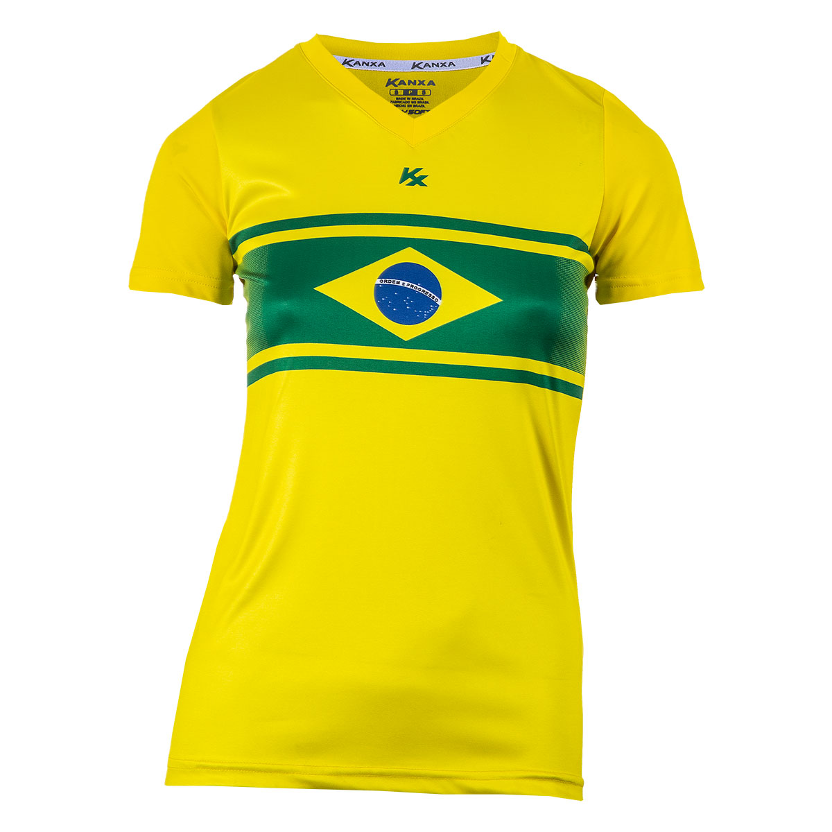Camiseta Fem. Kanxa Gol Braza Casual - Amarelo/Verde