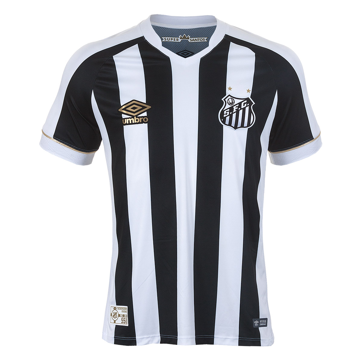 Camisa Masc. Umbro Santos Of 2 2018 Futebol - Branco/Preto