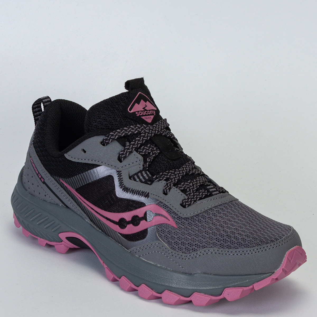 Tênis Saucony Excursion Tr 16 Feminino Aventura - Trail - Cinza/Rosa